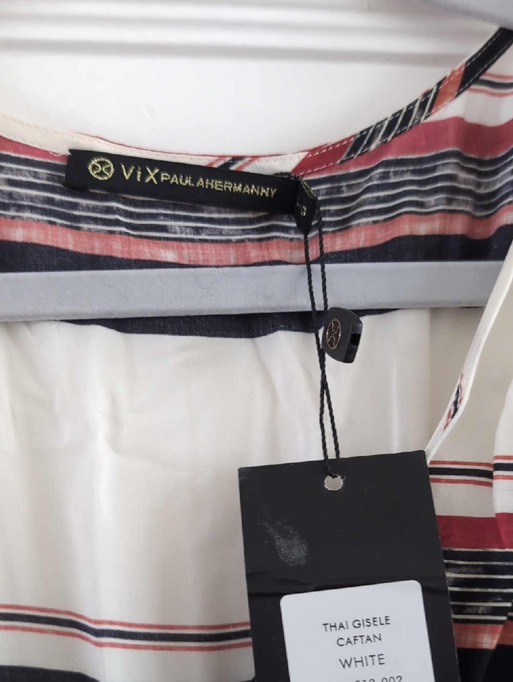 Vix by Paula Hermanny White & Red Stripe Caftan Swim Cover